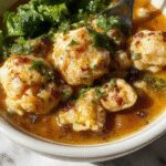 Un plato hondo con estofado de pollo en olla de cocción lenta, mostrando trozos de pollo dorados en una salsa espesa y brillante, rodeados de verduras como zanahorias y papas, decorado con perejil fresco y servido sobre una superficie de madera con una cuchara de madera al lado.