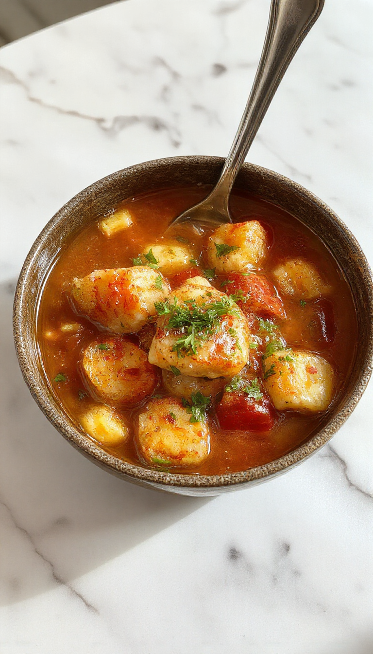 Un plato de Res Manhattan en una olla de cocción lenta, presentado en una vajilla rústica. La carne de res tierna y jugosa está cubierta con una salsa espesa y brillante, decorada con hierbas frescas. El plato está acompañado de verduras cocidas y papas doradas, con un fondo cálido y acogedor que resalta la textura jugosa y el color profundo del platillo.