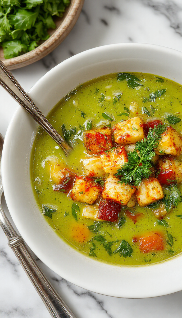 Bowl of vibrant Toscana vegetable soup featuring a colorful mix of chopped carrots, zucchini, spinach, and tomatoes, garnished with fresh herbs, served in a rustic ceramic bowl on a wooden table.