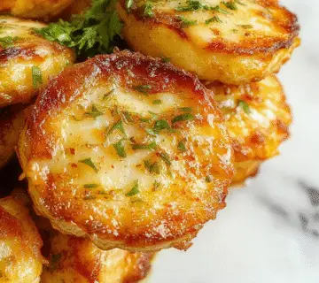 A close-up of a sizzling bowl of Champiñones Vaqueros garnished with chopped herbs and red pepper flakes, showcasing the golden-brown, sautéed mushroom slices with a glossy finish, set on a rustic wooden board with fresh herbs and spices in the background.