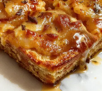 A golden-brown skillet corn bread with a slightly cracked crispy top, drizzled with honey and served on a rustic wooden platter. The bread's moist interior is visible through the cracks, with a rich sheen from the honey. The skillet’s black cast iron rim frames the bread, accented by a sprinkle of coarse sugar or honey drizzle, creating an inviting and warm presentation.
