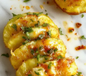 A vibrant plate featuring green beans and golden roasted potatoes topped with crispy bacon bits. The dish is beautifully arranged with the beans slightly glistening, and the potatoes are seasoned and caramelized, garnished with fresh herbs. The presentation showcases a rustic, home-style aesthetic with the ingredients neatly plated on a simple white dish.