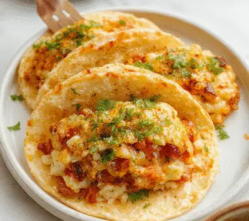 A vibrant bowl filled with fluffy white rice topped with colorful diced vegetables, crispy taco pieces, fresh cilantro, and a drizzle of sauce, arranged neatly in a rustic bowl on a wooden table.
